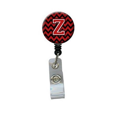 CAROLINES TREASURES Letter Z Chevron Black and Red Retractable Badge Reel CJ1047-ZBR
